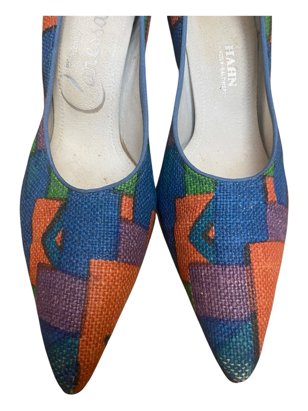 Caressa By Taicher Womens Vintage Woven Point Toe Heels Size 8.5 4A Narrow Heels - Picture 3 of 11